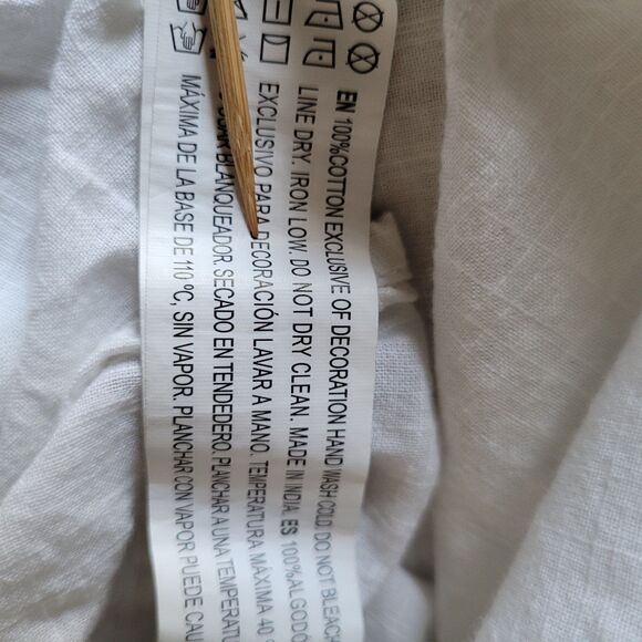 Forever 21+Top Womens Palm Print Button Up Shirt 0X Plus Size White Long Sleeve - Picture 6 of 6